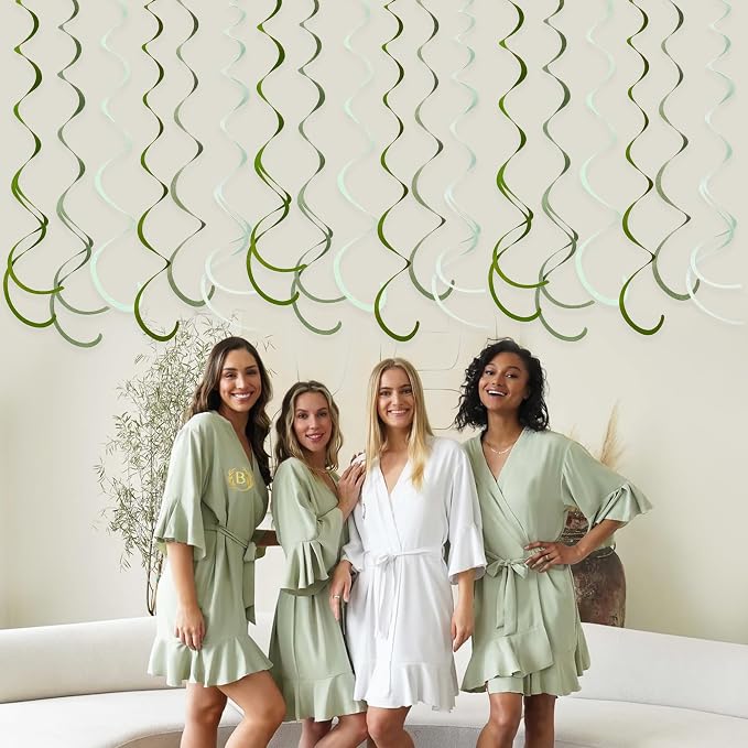 36Pcs Olive Green Hanging Swirl Decorations Ombre Sage Green Felt Swirl - Image 6