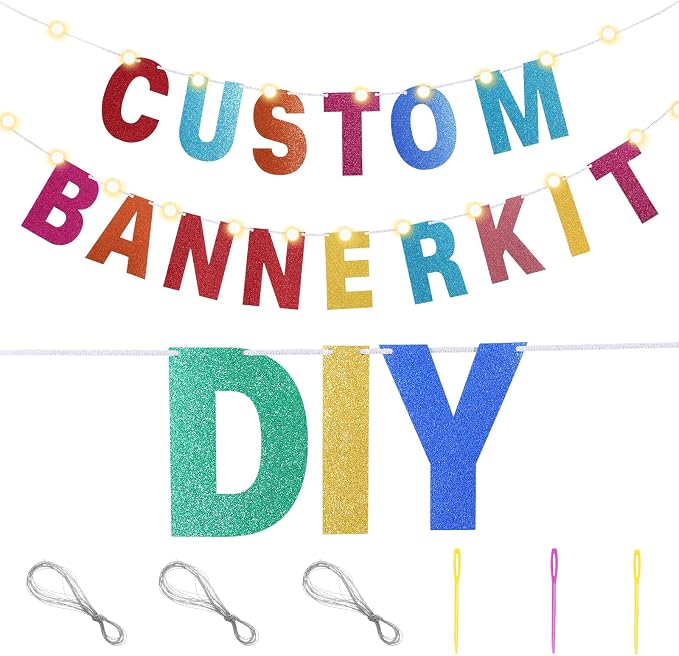 TaoBary 112 Pcs DIY Letter Kit Glitter Customizable Banner Letters Include 107 - Image 5