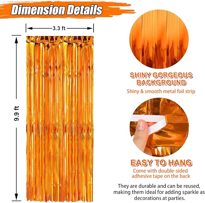 Crosize 2 Pack 3.3 x 9.9 ft Foil Fringe Streamer Backdrop, - Image 2
