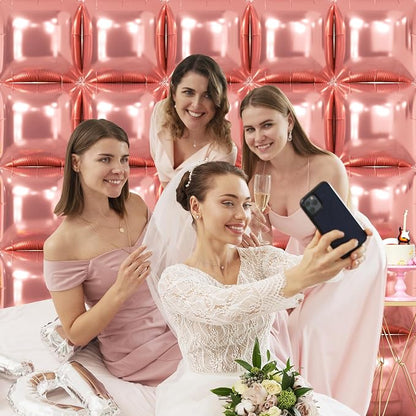 NISOCY 25PCS Rose Gold Square Foil Balloons Wall Backdrop | Double Sided - Image 7
