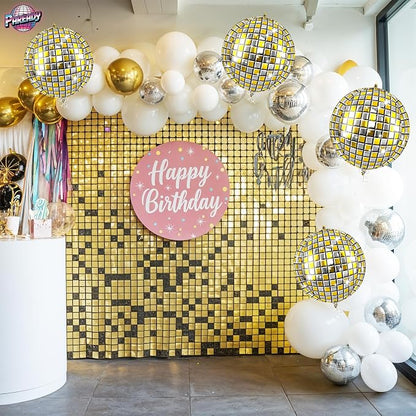 6pcs 22 Inch Gold Disco Ball Balloons, 4d Large Foil Aluminum Balloon - Image 5