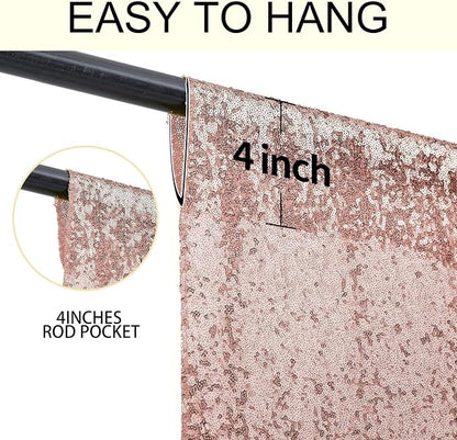 2×8FT-4PCS Rose Gold Sequin Backdrop Curtains Panels, Photography Backdrop - Image 5