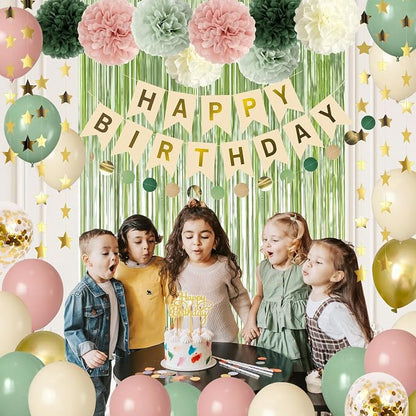 Pink and Sage Green Birthday Party Decorations - Image 5