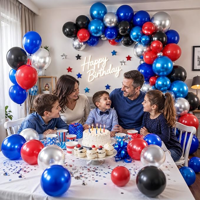Paready Red Black Blue Balloons Set - Image 5