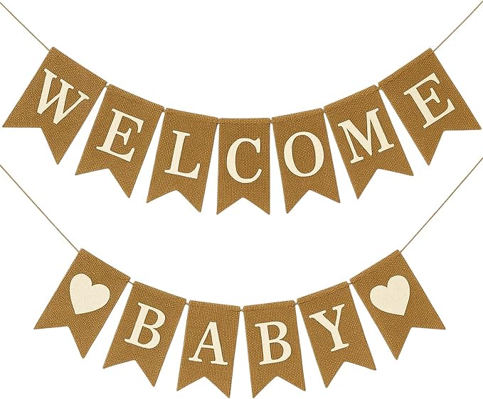 Welcome Baby Burlap Banner for Baby Shower Decorations and Gender Reveal Party - Image 3