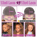 13x6 Highlight Deep Wave Lace Front Wigs Human Hair 210% Density Deep Curly Human Hair Wig Pre Plucked 28inch P4/27 Ombre HD Lace Frontal Wigs for Women