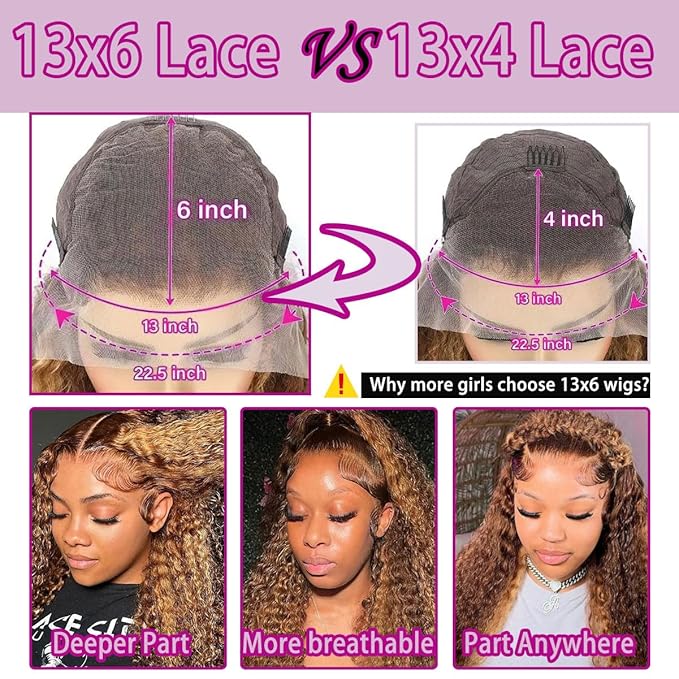 P4/27 Highlight Deep Wave Wig Human Hair 13X6 Highlight Lace Front Wig Human Hair 210% Density Ombre Curly HD Transparent Lace Frontal Wigs Human Hair Wet and Wavy Wig Pre Plucked 22 Inch