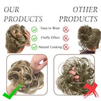 Large Messy Bun Hair Piece Curly Synthetic Extensions Scrunchies Fake Chignon Updo Hairpieces for Women Natural Blonde Highlights