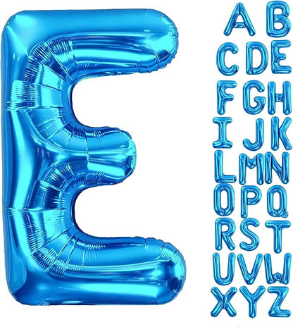 Letter E Balloon 40 Inch Blue, Giant Alphabet Foil Balloon, Big Mylar Party by Aeniaza