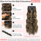KooKaStyle Clip in Synthetic Hair Extensions Long Wavy 4PCS Thick Hairpieces Brown mix Sandy Blonde Fiber Double Weft Natural Hair Extensions 20 Inch for Women