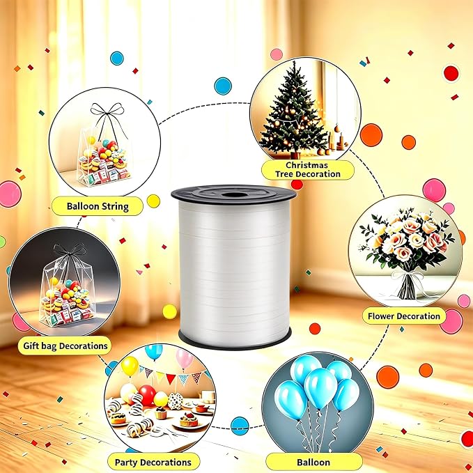 White Curling Ribbon, 500 Yard Premium White Curling Ribbons, Balloon String - Image 6