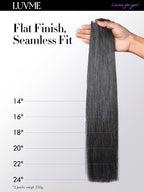 LUVME Yaki Straight Seamless 110g 7Pcs Clip in Hair Extensions Full Max with 24inch Remy Human Hair Extensions, Natural Black 100% Real Soft Hair