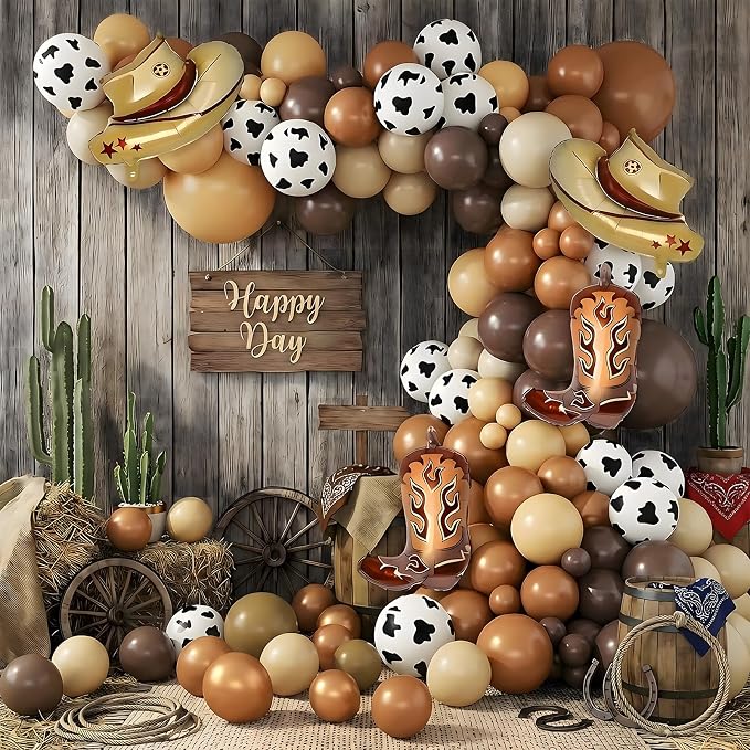 YQUQWN Western Cowboy Balloon Arch Kit Western Cowboy Party Decorations Cow by YQUQWN