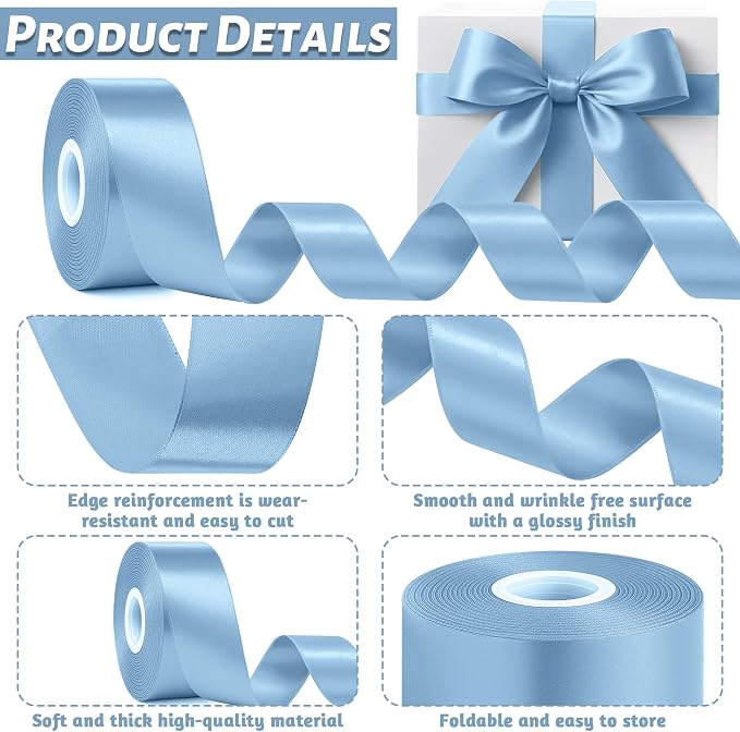 30Yards 1 1/2In Sky Blue Ribbon - Image 3