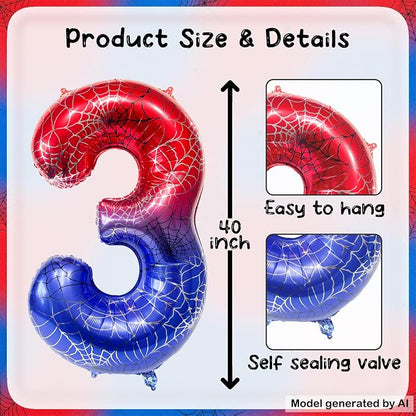 40 Inch Spider Number 3 Foil Balloons - Image 3
