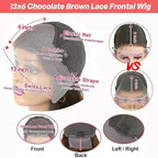 13x6 Body Wave Lace Front Wigs Human Hair Chocolate Brown Wig Human Hair Pre Plucked With Baby Hair 180 Density 4# Colored Brown HD Lace Frontal Wigs for Women 28Inch
