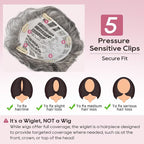 REECHO Hair Topper, Short Wiglet Hair Topper for Women with Thinning Large Coverage Synthetic Top Crown Hairpiece for Women - Grey