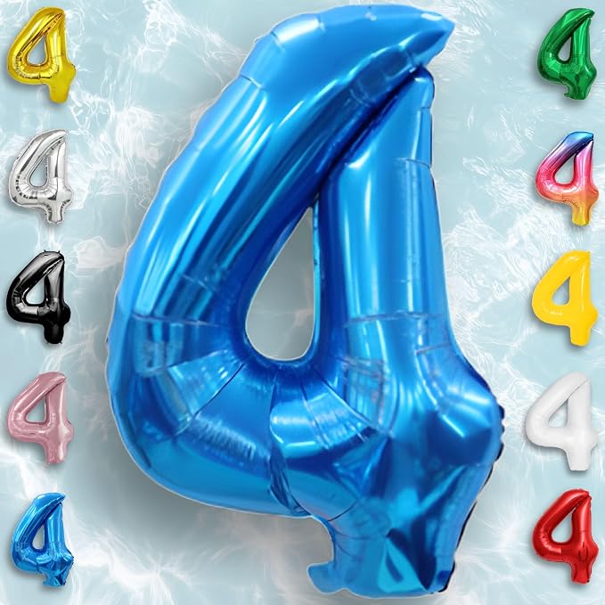 Blue Number Balloon 4 Mylar Foil Balloons 16 inch - Image 5