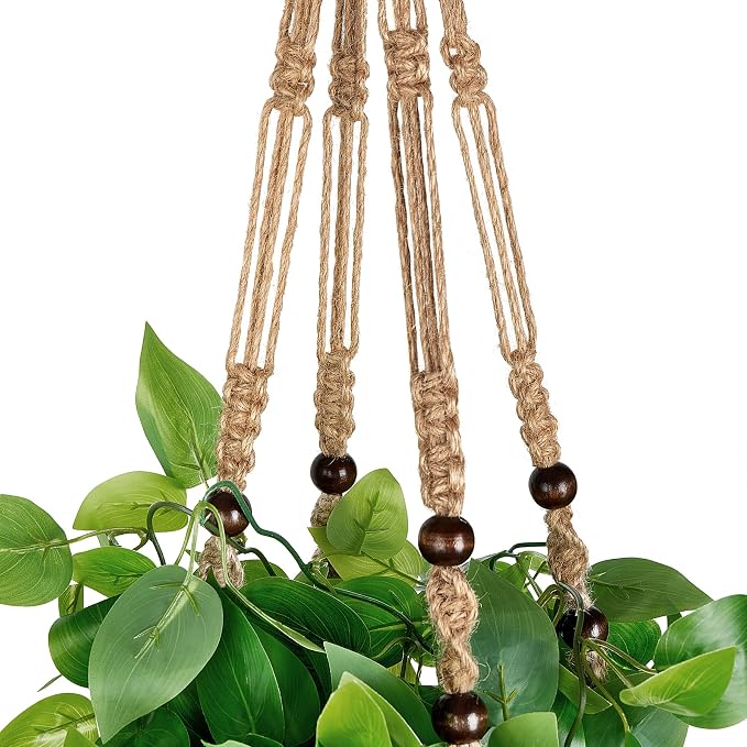 Mkono Fake Hanging Plant, Macrame Hanger - Image 5