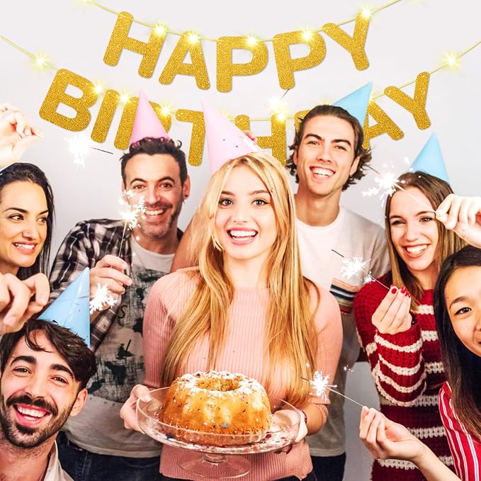 Glitter Gold Happy Birthday Banner - Image 4