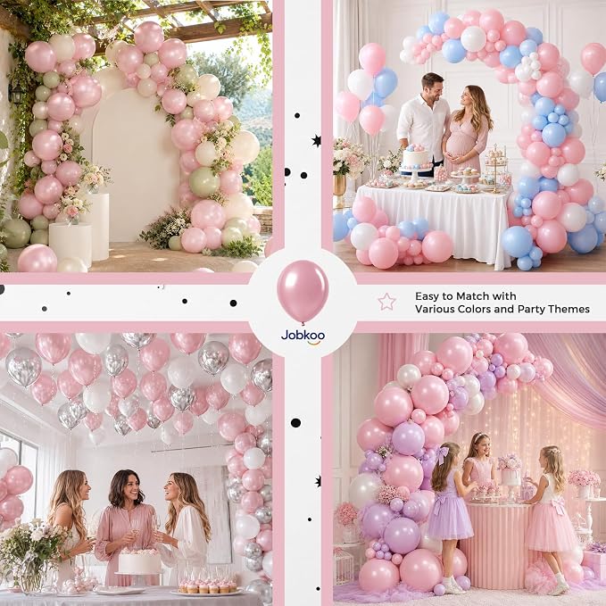 Jobkoo Pearl Dusty Pink Balloons, 12 Inch Pearl Blush Light Pink Balloon | Boho - Image 7