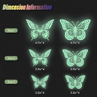 SAOROPEB Glow in The Dark 3D Butterfly 24 Pcs 3 Sizes, Luminous Butterfly - Image 7