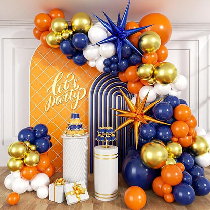 132pcs Blue and Orange Balloon Arch by Vicduotex