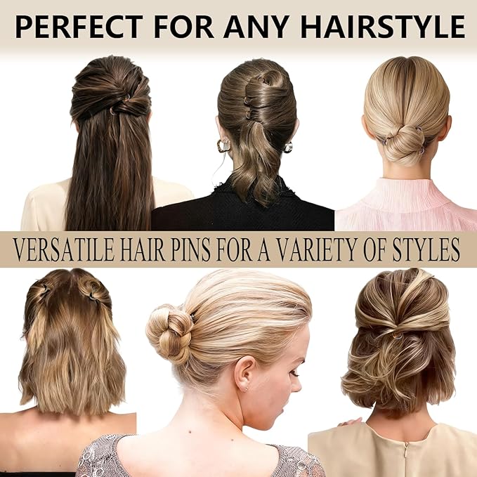 6 Pack Prestige Hair Pins for Women, 3.15" Medium French Hair Pins for Thin & Thick Hair, Curved Anti-Slip Design for Better Hold, Perfect Holiday Gift for Her