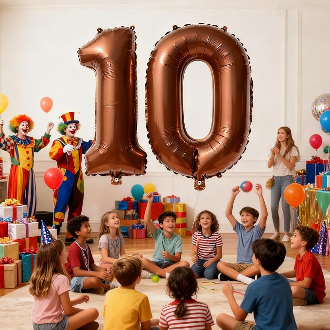 Brown Number 10 Balloons 40 Inch Giant Brown 10 Foil Mylar Balloons - Image 5
