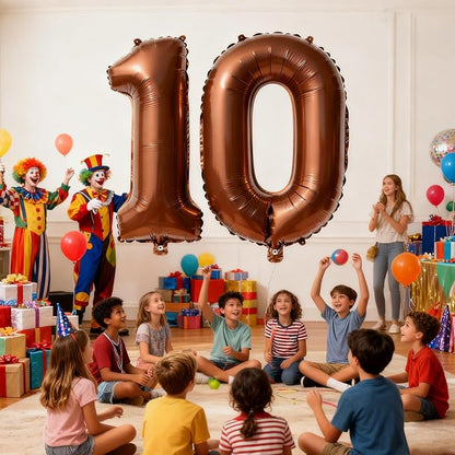 Brown Number 10 Balloons 40 Inch Giant Brown 10 Foil Mylar Balloons - Image 5