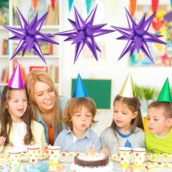 60 Pcs Star Balloons Explosion 12 Point Foil Cone Balloons Magic Balloon Large - Image 3