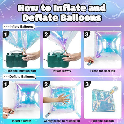 NISOCY 36PCS Iridescent Square Foil Balloons Wall Backdrop | Holographic - Image 4