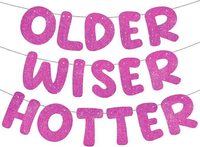 Fulmoon Set of 3 Pre Strung Older Wiser Hotter Glitter Banner Funny Birthday by Fulmoon