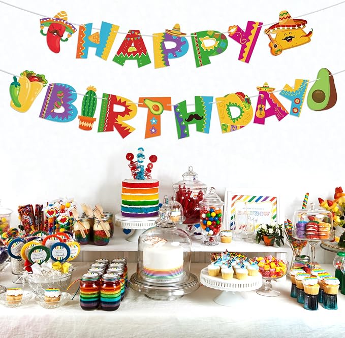 Colorful Mexican Happy Birthday Banner Mexican Birthday Party Decorations Cinco - Image 6