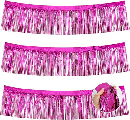 BEISHIDA Rose Red Fringe Garland Banner 30ft Wall Tinsel Foil Streamers | 3Pack by Beishida