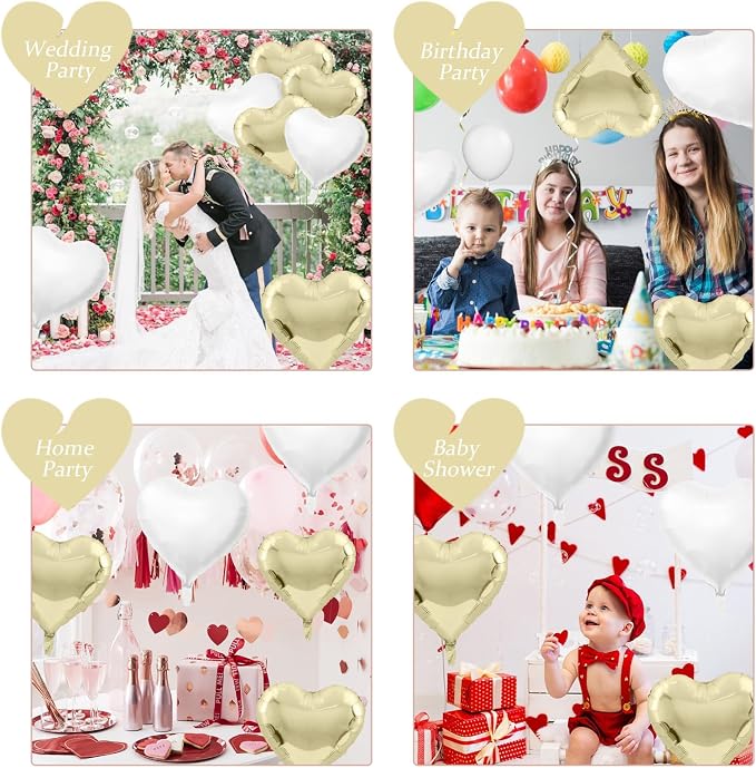 Biapian Pastel Gold Heart Balloons - Image 8