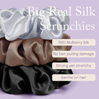OLESILK Silk Scrunchies Oversized 100% Mulberry: Large for Long Thick Hair, Soft and Smooth for No Damage Hair Care Sleeping, Vintage Fashion