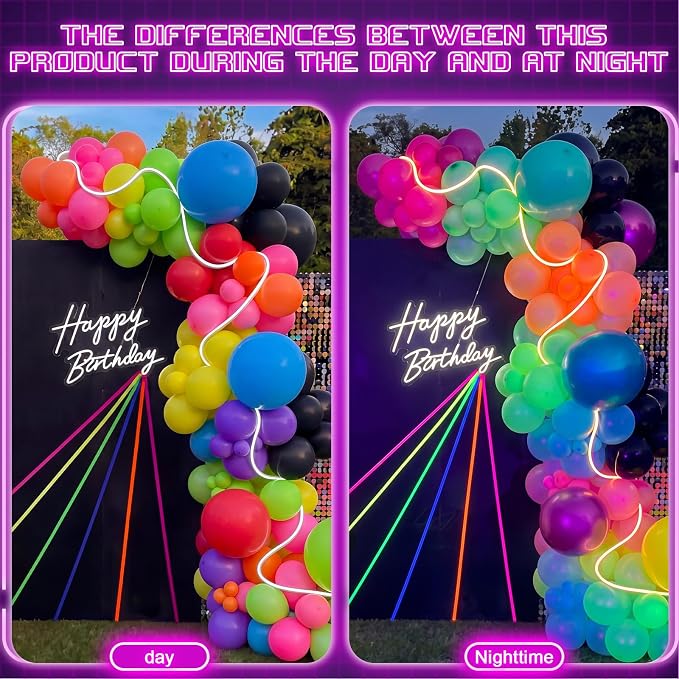 Blueweenly 150 Pcs Neon Balloons Arch Garland Kit - Image 6