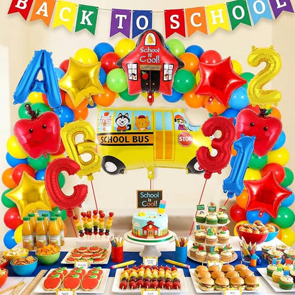 18 Pcs Large Back to School Balloons, Colorful Star Bus House ABC Foil Balloons - Image 3