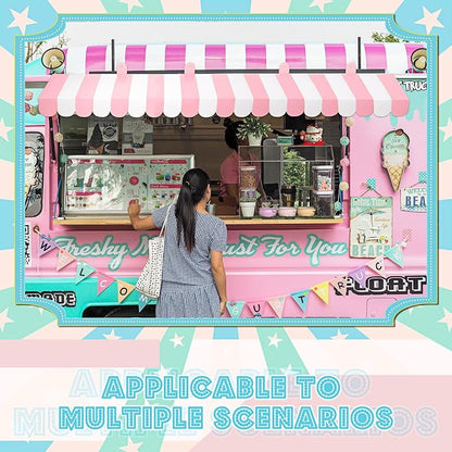 Boao 4 Pack Pink Circus Awning Decoration 3D Pink and White Stripe Cardboard - Image 6