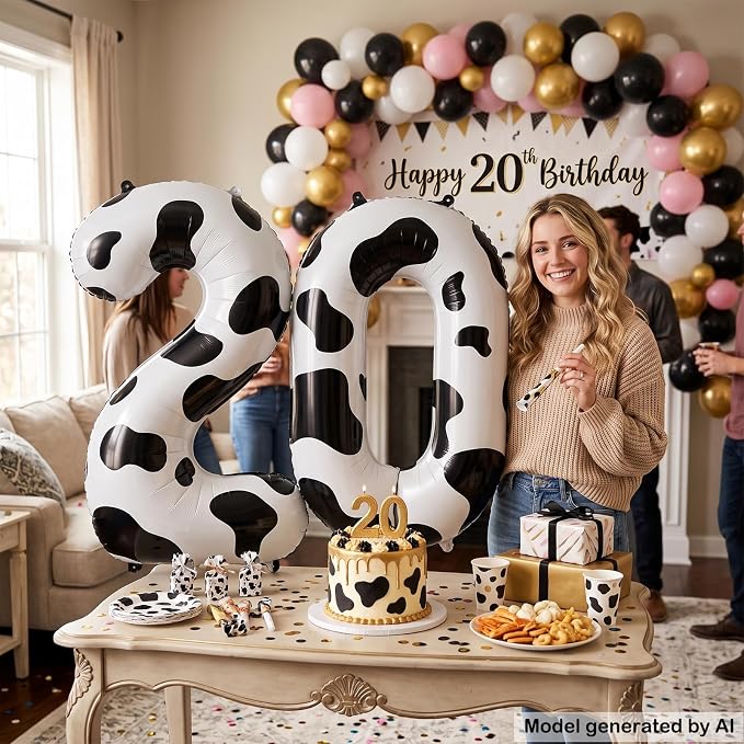 40 Inch Cow Print Number 20 Balloon - Image 4