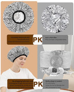 YIZIJIZI 2 Pieces Heat Cap for Deep Conditioning, Conditioning Cap Made of Aluminum Foil for Home and Salon Use, Hair Dyeing（Black white stripes）