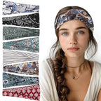 obeoby 8 Pack Headbands for Women, Boho Style Headbands Non Slip Fashion Wide Hairband Boho Outfits Accessories for Women Girls