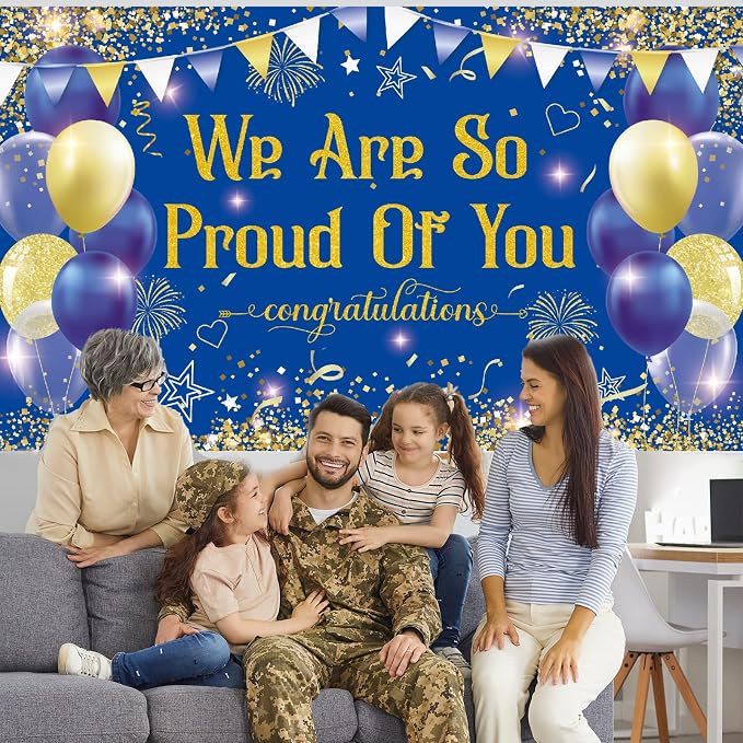 Blue Gold Congratulations We are So Proud of You Backdrop Banner Photography - Image 4