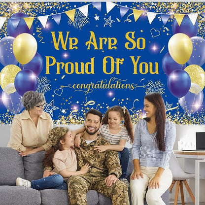 Blue Gold Congratulations We are So Proud of You Backdrop Banner Photography - Image 4