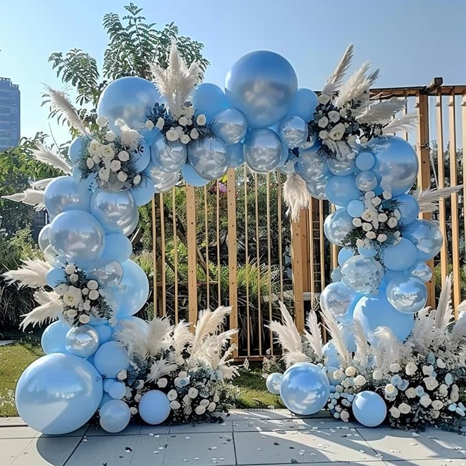 Double Stuffed Pearl Blue Balloon Garland Arch Kit | 18/12/10/5inch Different by Unknown