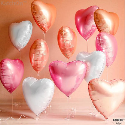 KatchOn White and Pink Heart Balloons 18 Inch, Heart Shaped Balloons - Image 4