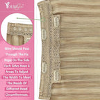 YoungSee Wire Hair Extensions Real Human Hair Highlight Human Hair Wire Extensions Light Blonde Highlights Golden Blonde One Piece Hair Extension Easy to Wear 80G 16Inch