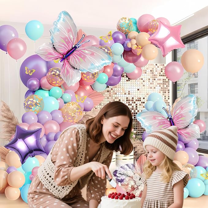 Pink and Purple Butterfly Balloon Arch Garland Kit, Big Butterfly Decorations - Image 4