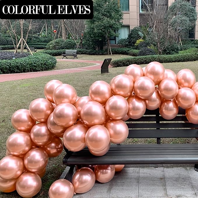Rose Gold Latex Metallic Chrome Balloons, 12 Inch - Image 3
